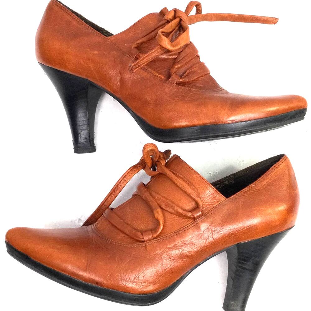 One of 2 Dark Academia Whimsigoth Steampunk Lace Up Pointed Toe Shoe 39 - Picture 7 of 13